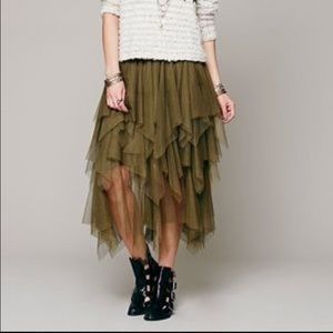 Free people army green tulle skirt